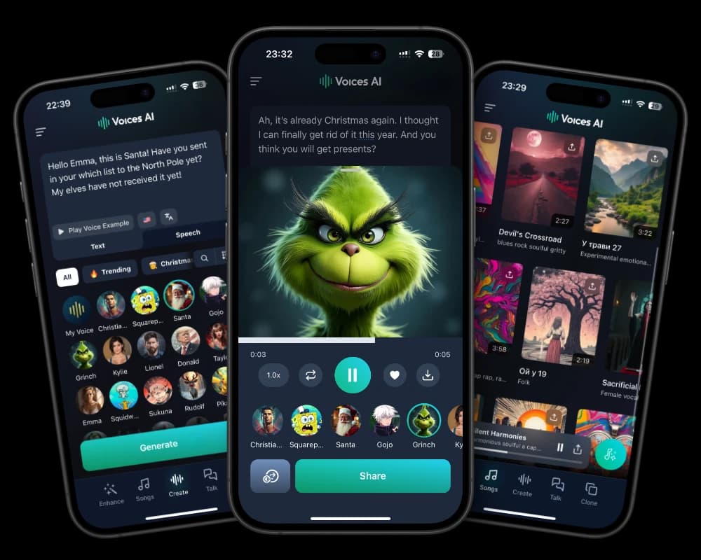 Voices AI app for IOS in use