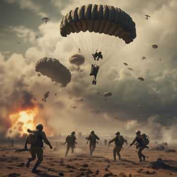 Parachutes of Many Troops