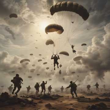 Parachutes of Many Troops