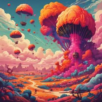 Parachutes of Many Troops