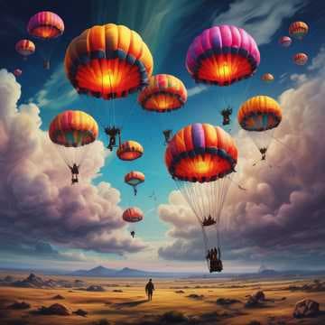 Parachutes of Many Troops