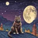 Rooftops under the midnight moon