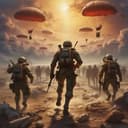 Parachutes of Many Troops