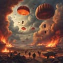 Parachutes of Many Troops