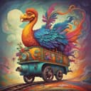 Dodo Bird on the locomotive