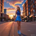 La de la minifalda azul 