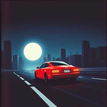 Patricia dans sa petite voiture rouge