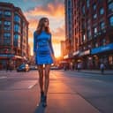 La de la minifalda azul 