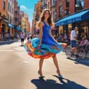 La de la minifalda azul 