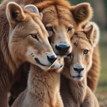 A lion cub has three moms