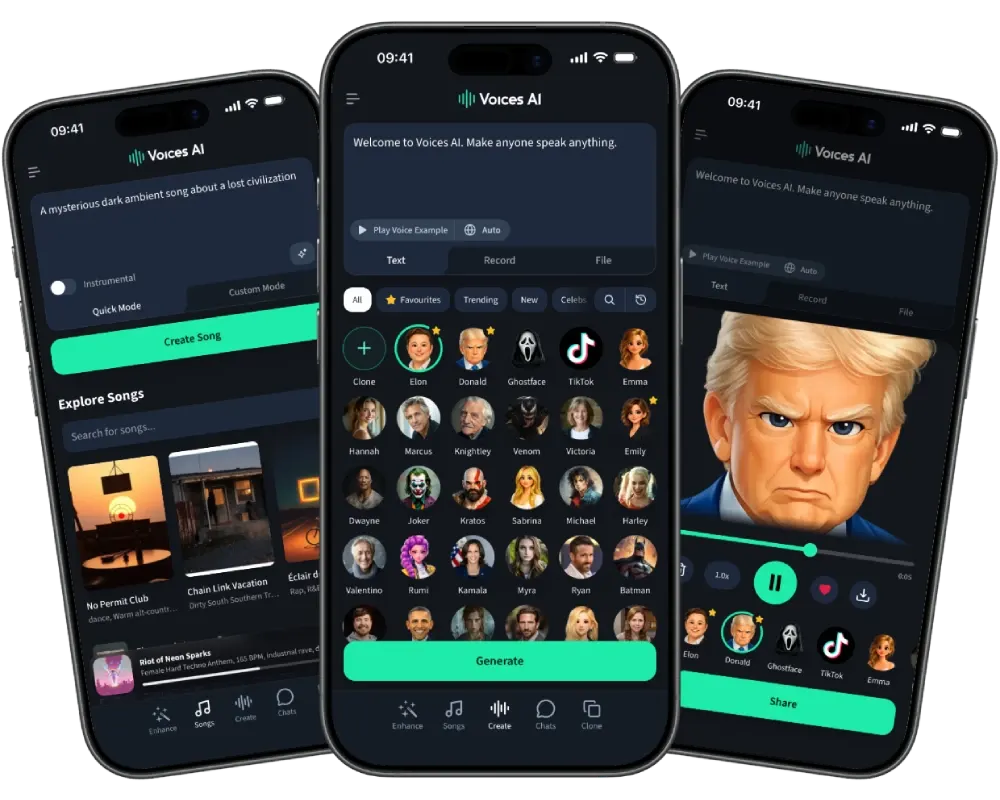 Voices AI app for IOS in use Voices AI app for IOS in use